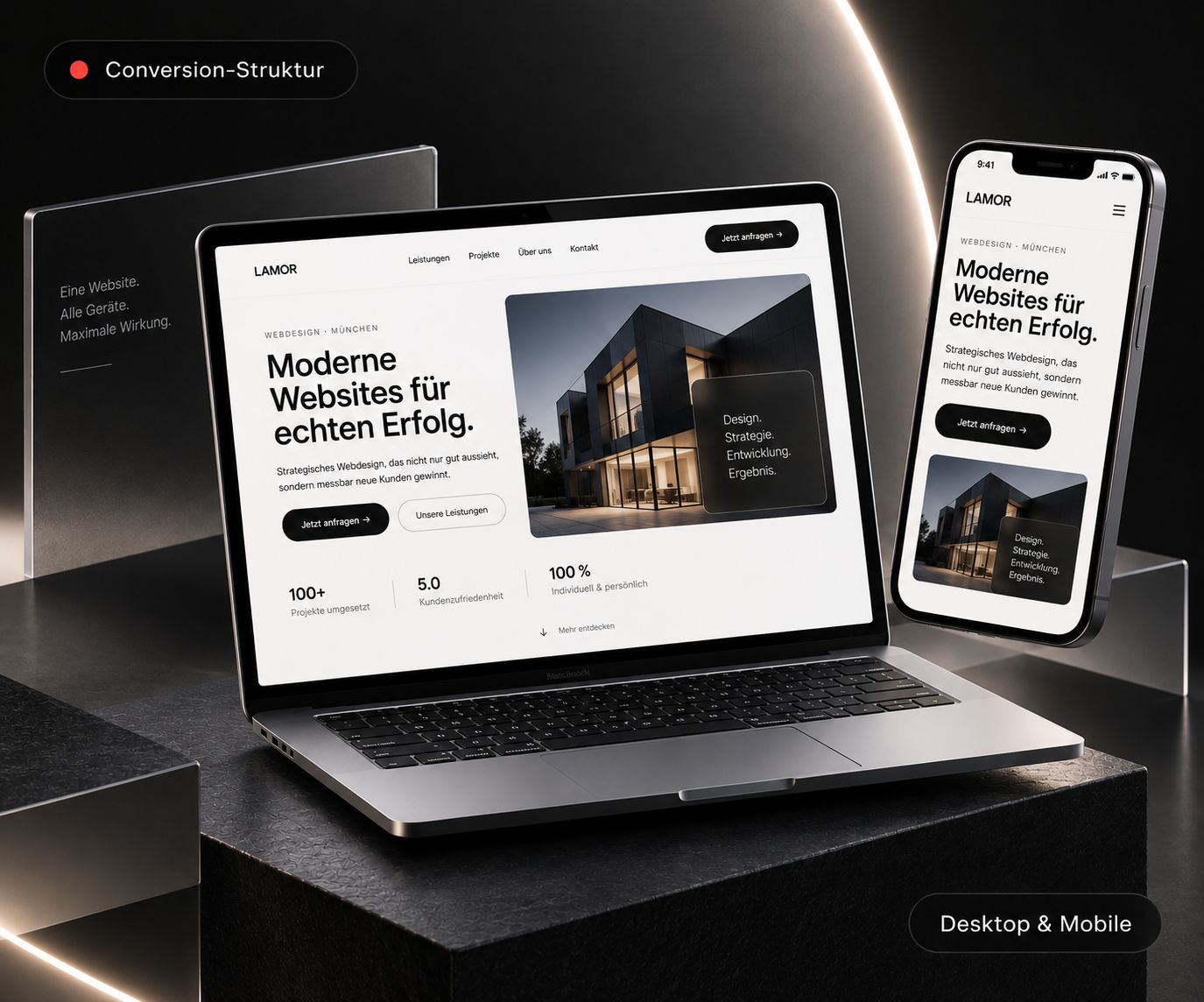 Responsive Webdesign auf Desktop und Smartphone